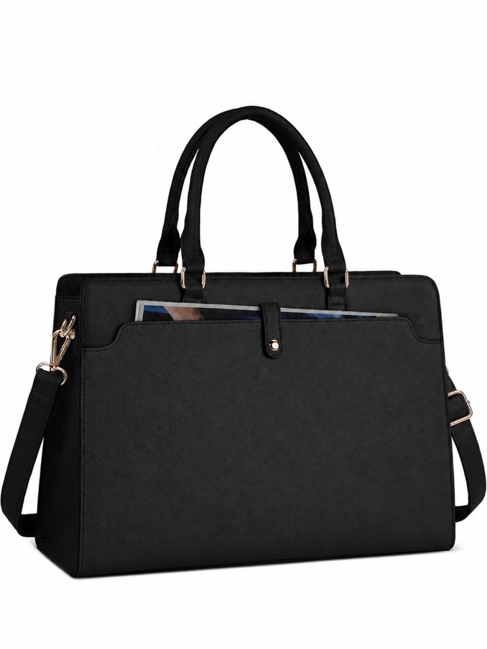 Classic Black Tote Bag with Laptop Pocket